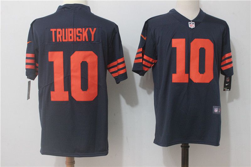 Men Chicago Bears #10 Trubisky Blue Orange Nike Vapor Untouchable Limited NFL Jerseys